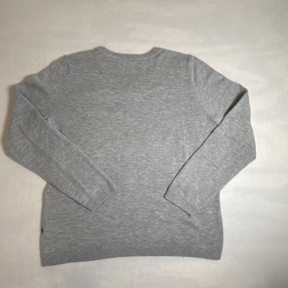 Talbots Womens Sweater Gray Lambswool Blend Fair Isle Nordic Striped Large - Picture 6 of 8